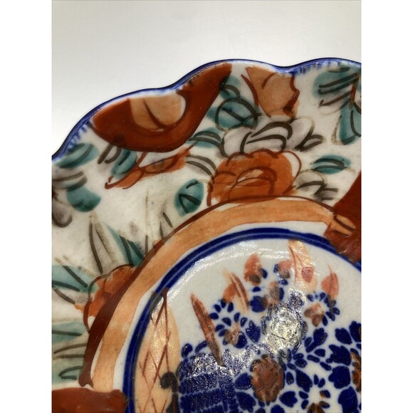 Vintage Japanese Imari Bowl Porcelain Round Scalloped Edges Pedestal 6" x 2.5" - Picture 15 of 15